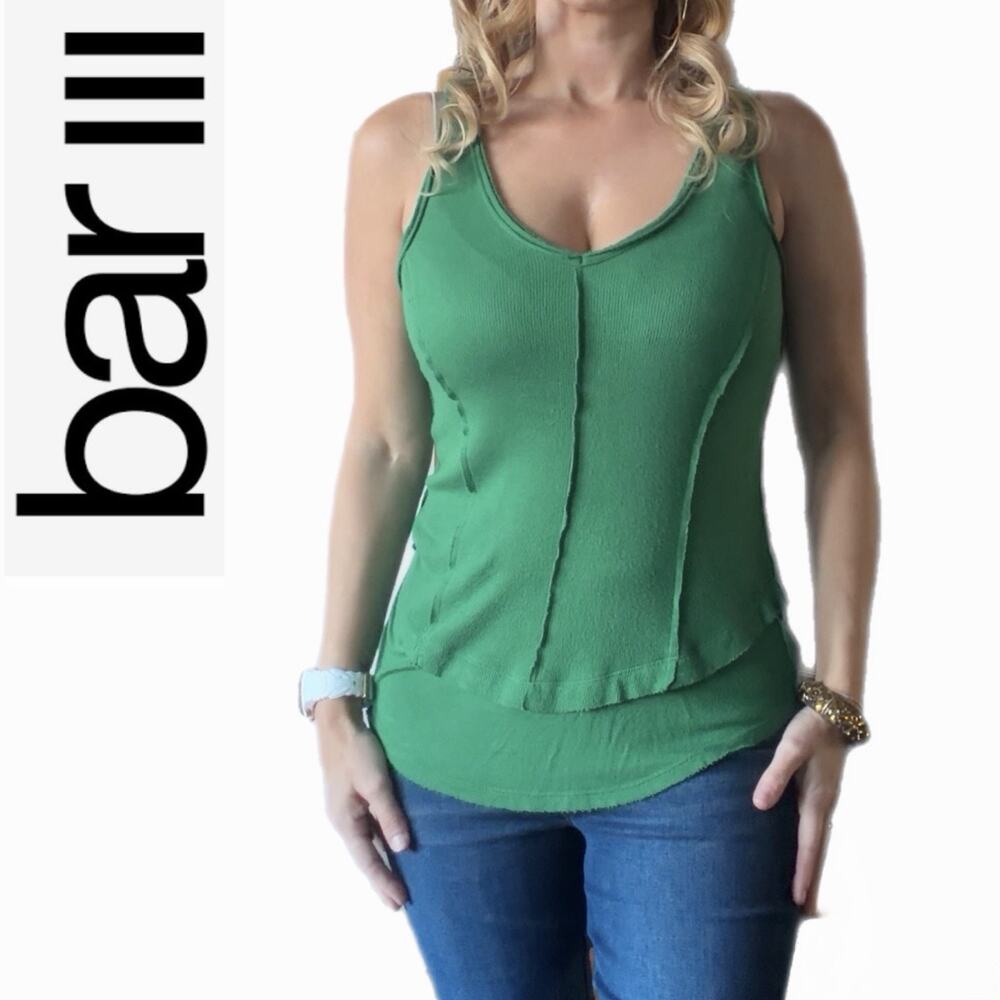Bar III Bright Green V-Neck Tank Top NWT Size Small St. Patrick’s Day Trendy